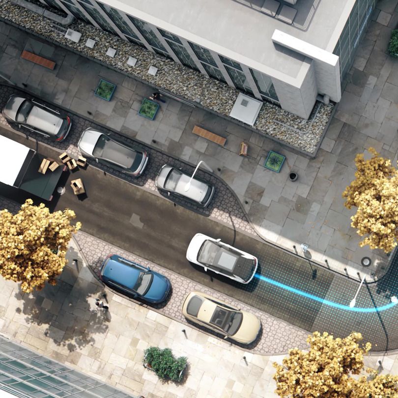 Das Bild zeigt eine Visualisierung des Assistenzsystems "Reverse Assist" 