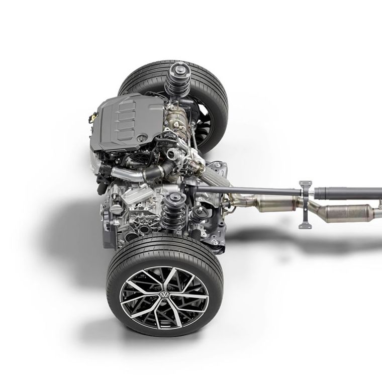Abbildung zeigt 2.0 l TSI 4Motion-Antrieb des neuen Volkswagen Tayron 
