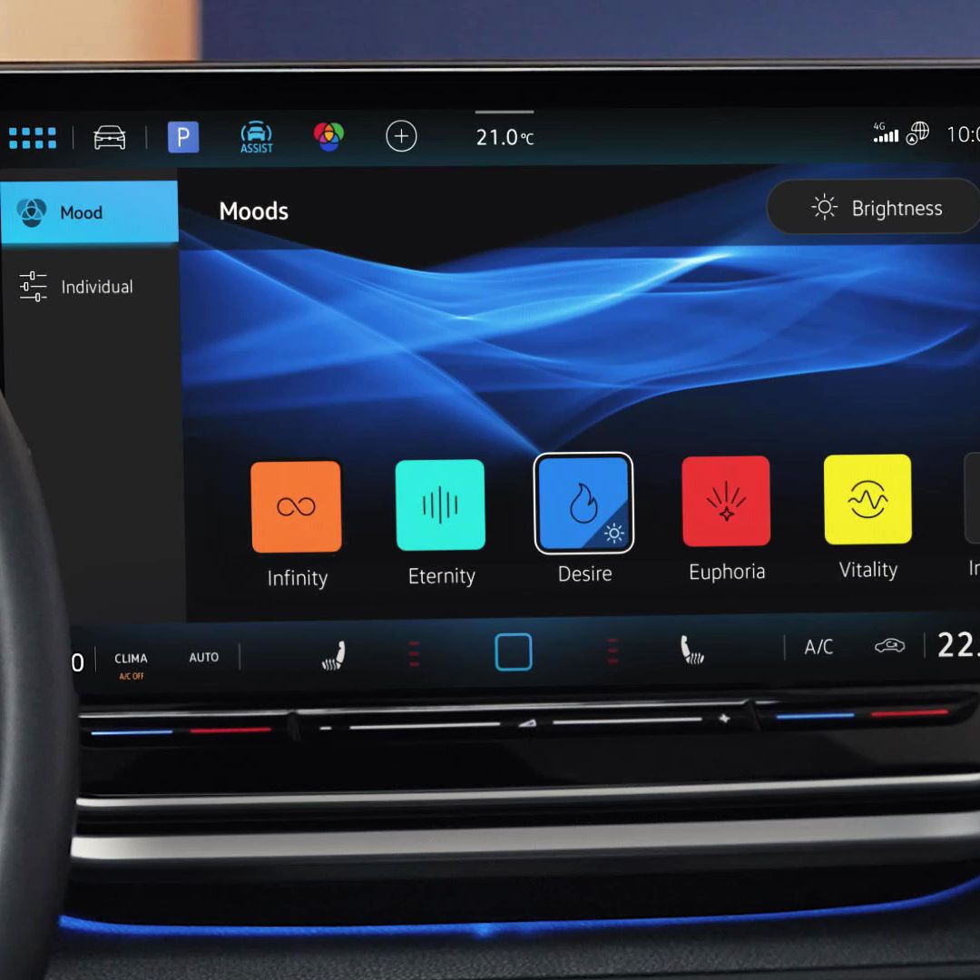 Ein VW Display, worauf verschiedene Profile zur Individualisierung zu sehen sind.