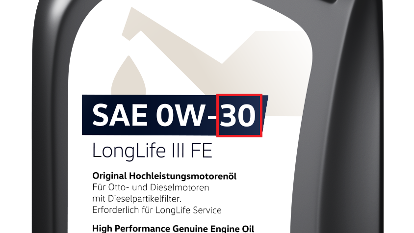 VW Motoröl Longlife III FE Ausschnitt Zahl nach W