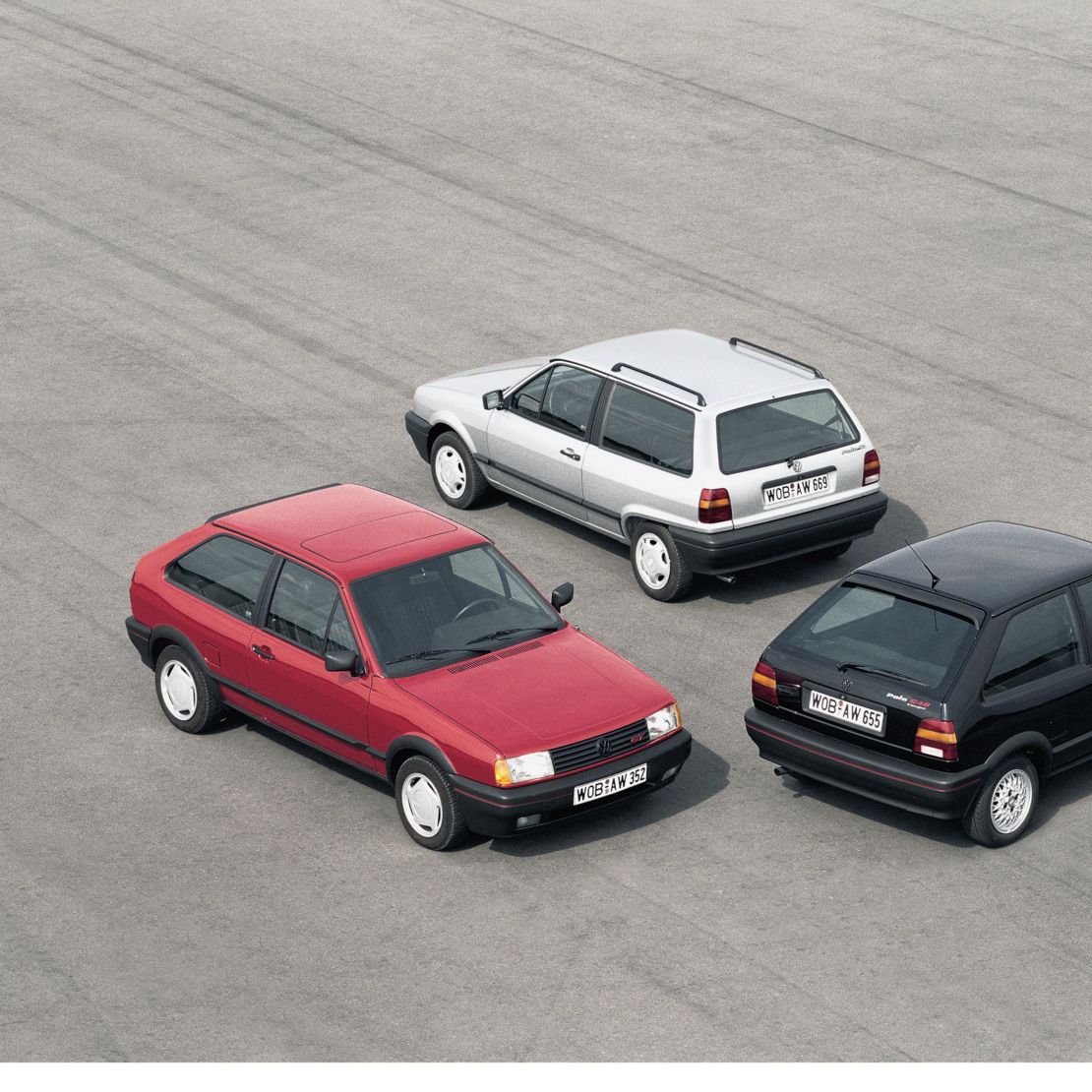 Der VW Polo 2: verschiedene Varianten von oben fotografiert