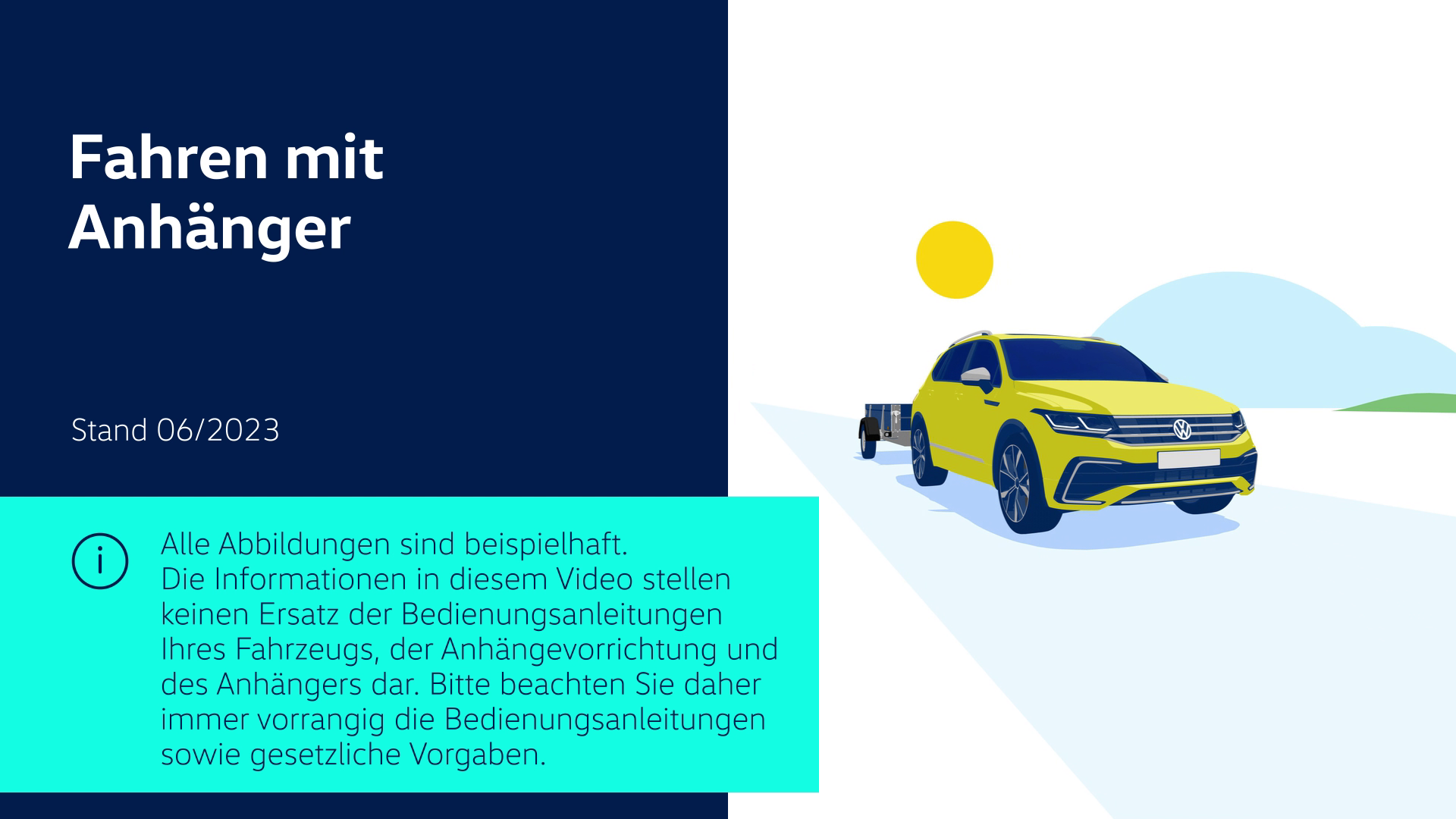 Vorschaubild Fahren mit Anhänger mit Illustration und Text für Video