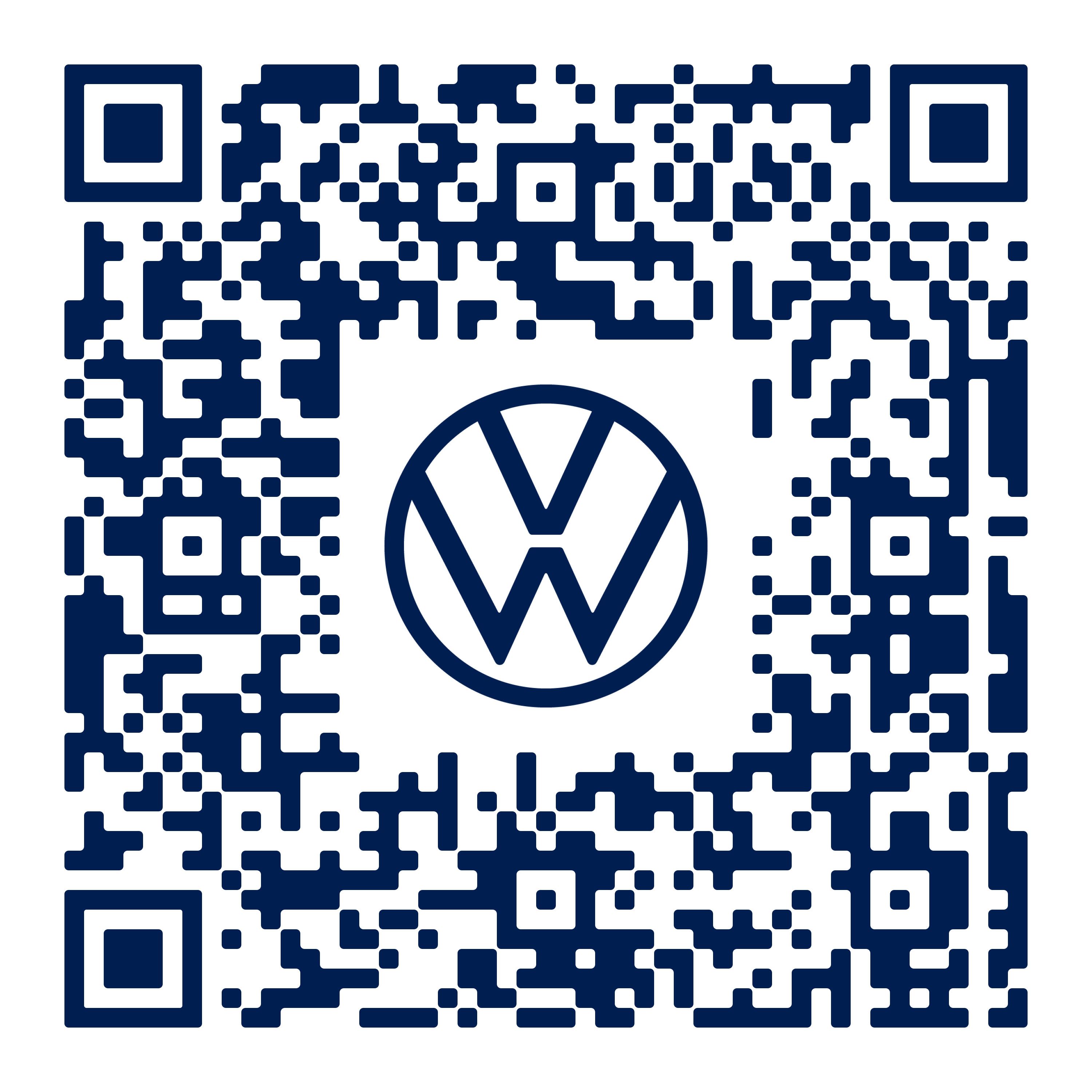 Ein QR-Code mit dem Logo von Volkswagen in der Mitte, welcher zum Immersive Studio ID.4 führt