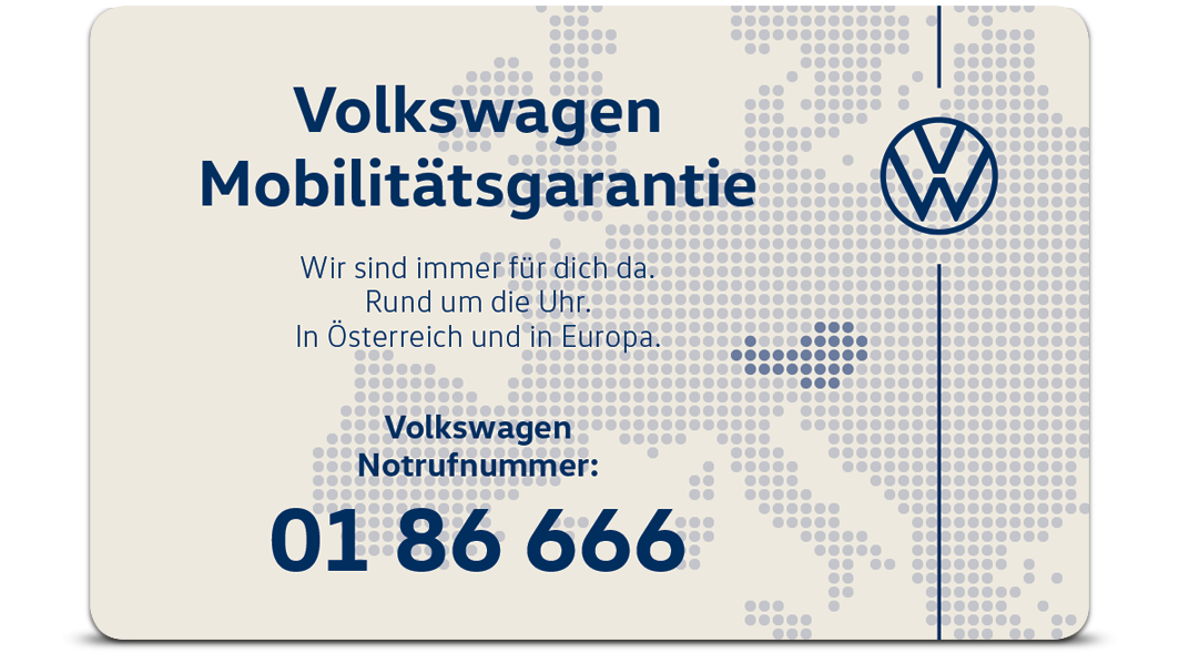 Volkswagen Mobilitätsgarantie Service und Notfallkarte