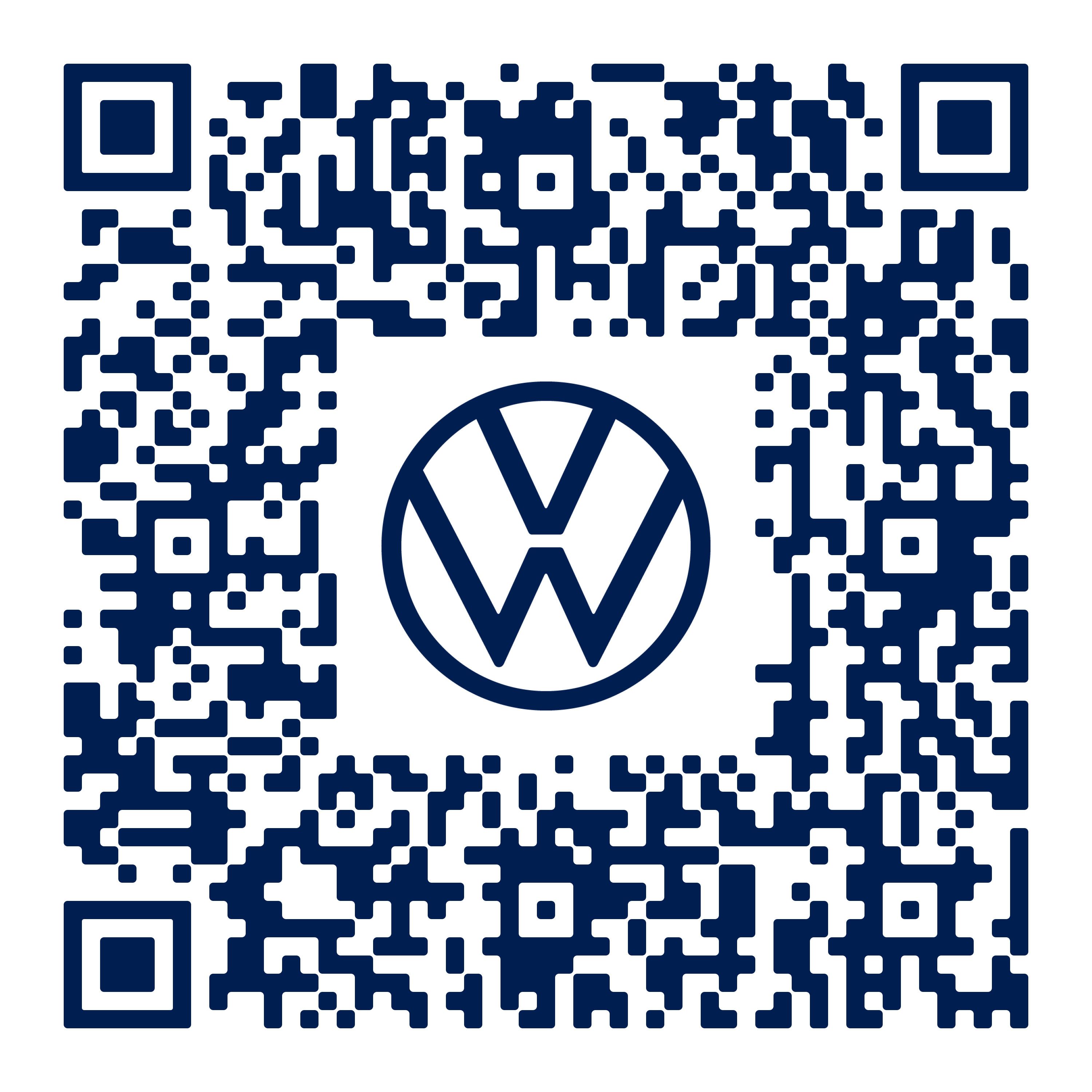 Ein QR-Code mit dem Logo von Volkswagen in der Mitte, welcher zum Immersive Studio ID.7 Tourer führt