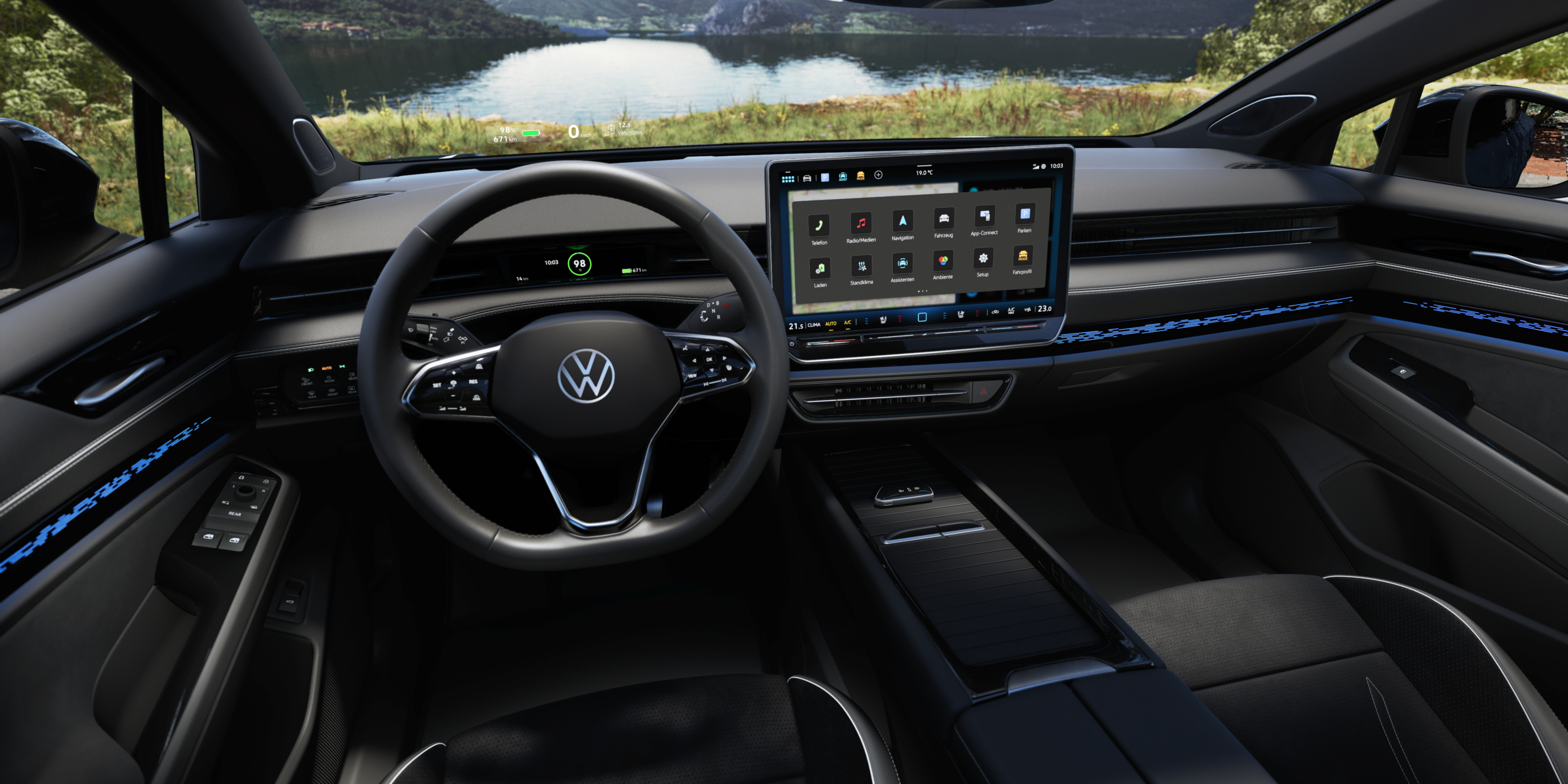 Blick in das Cockpit eines Volkswagen
