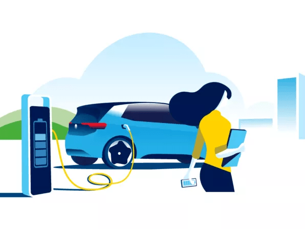Illustration zum unterwegs Laden eines VW ID. 