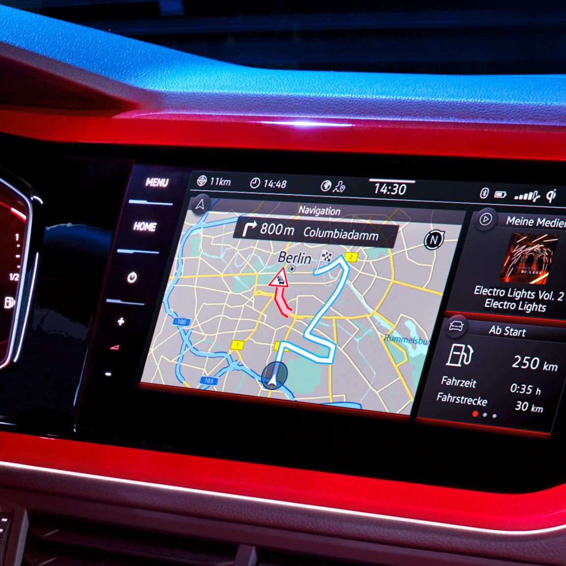 Detailansicht des Navigationssystems im VW Polo GTI