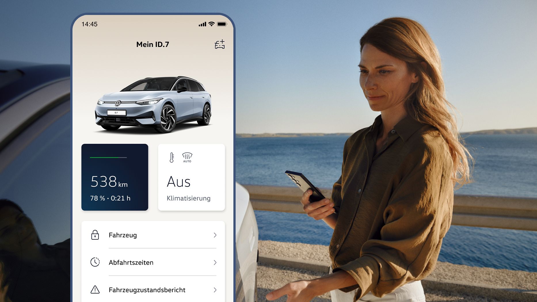 Screen aus der Volkswagen App zum ID.7