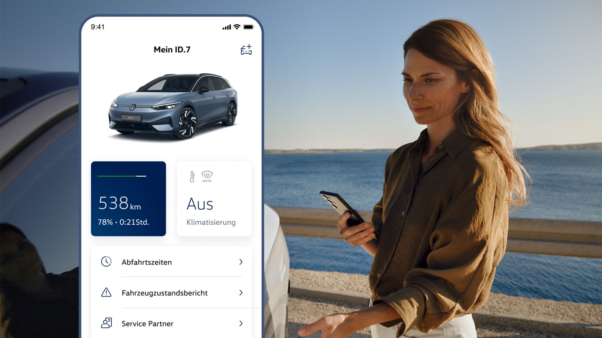 Screen aus der Volkswagen App zum ID.7