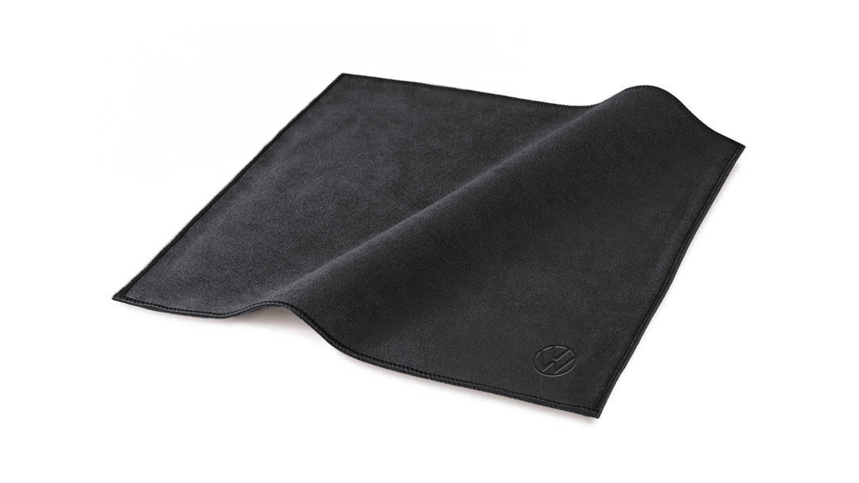 Ein schwarzes Mikrofasertuch mit VW Logo zum VW Golf Falco Edition.