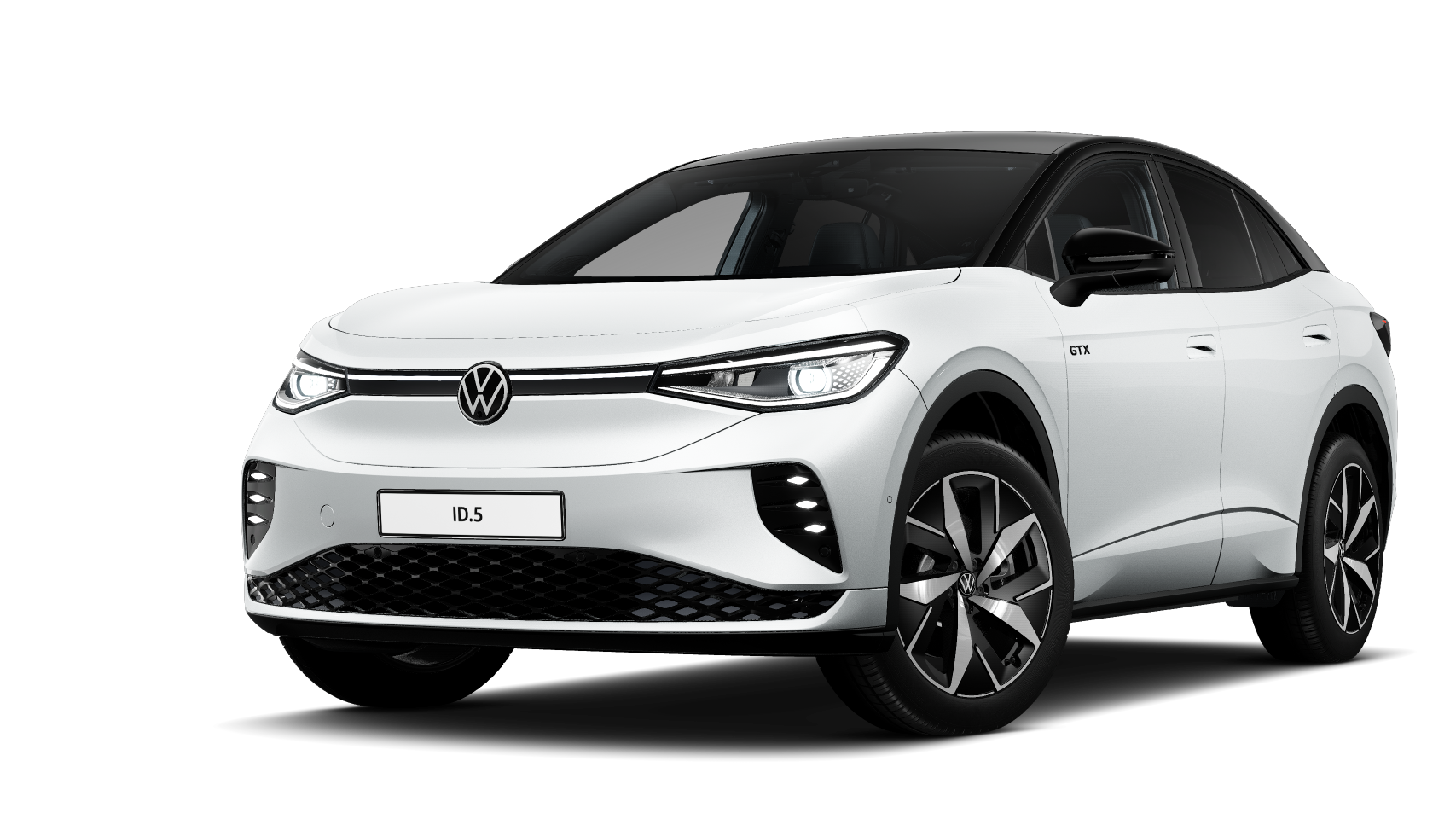 Frontansicht eines weißen VW ID.5 GTX Business