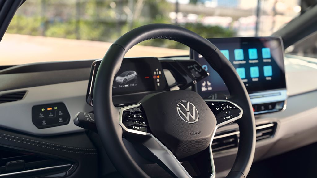 Detailansicht des Lenkrads im VW ID.3