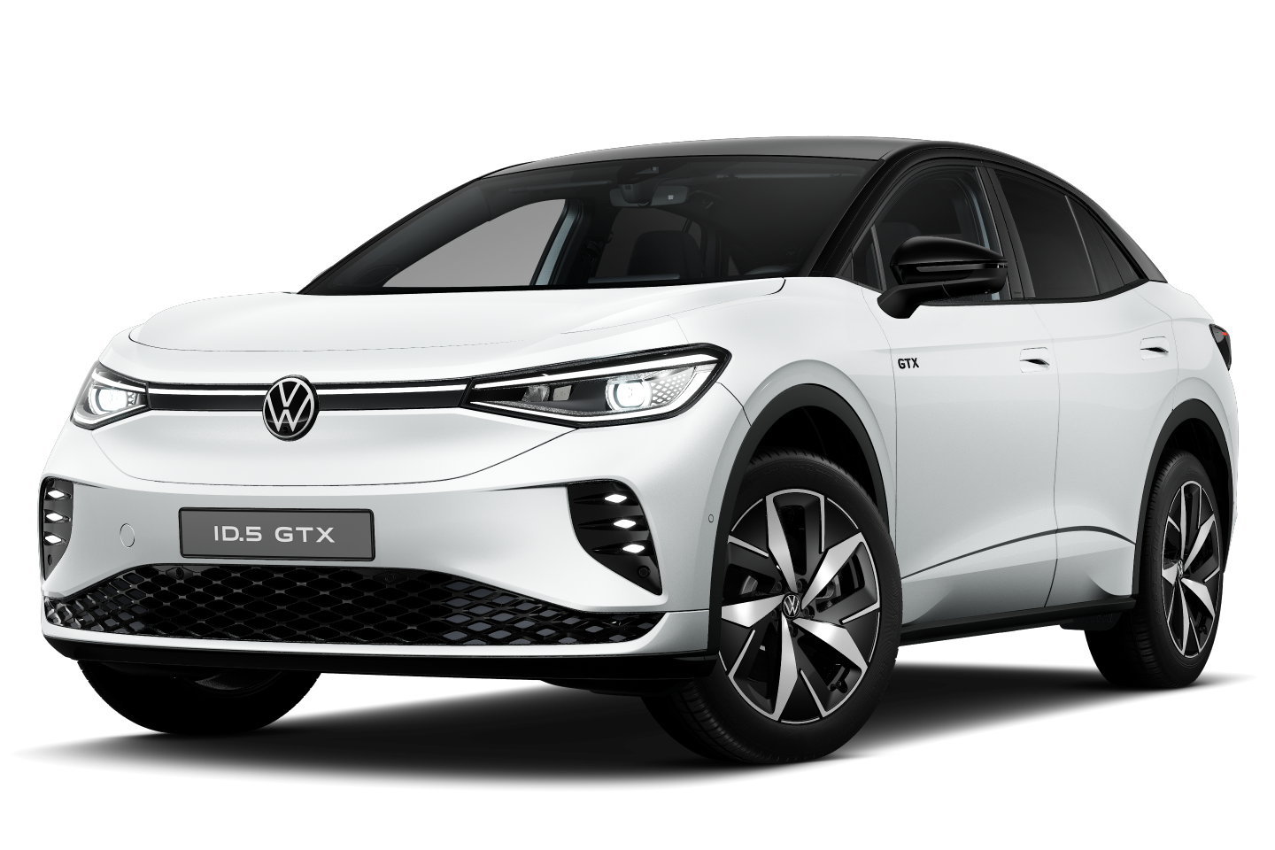 Frontansicht eines weißen VW ID.5 GTX Business