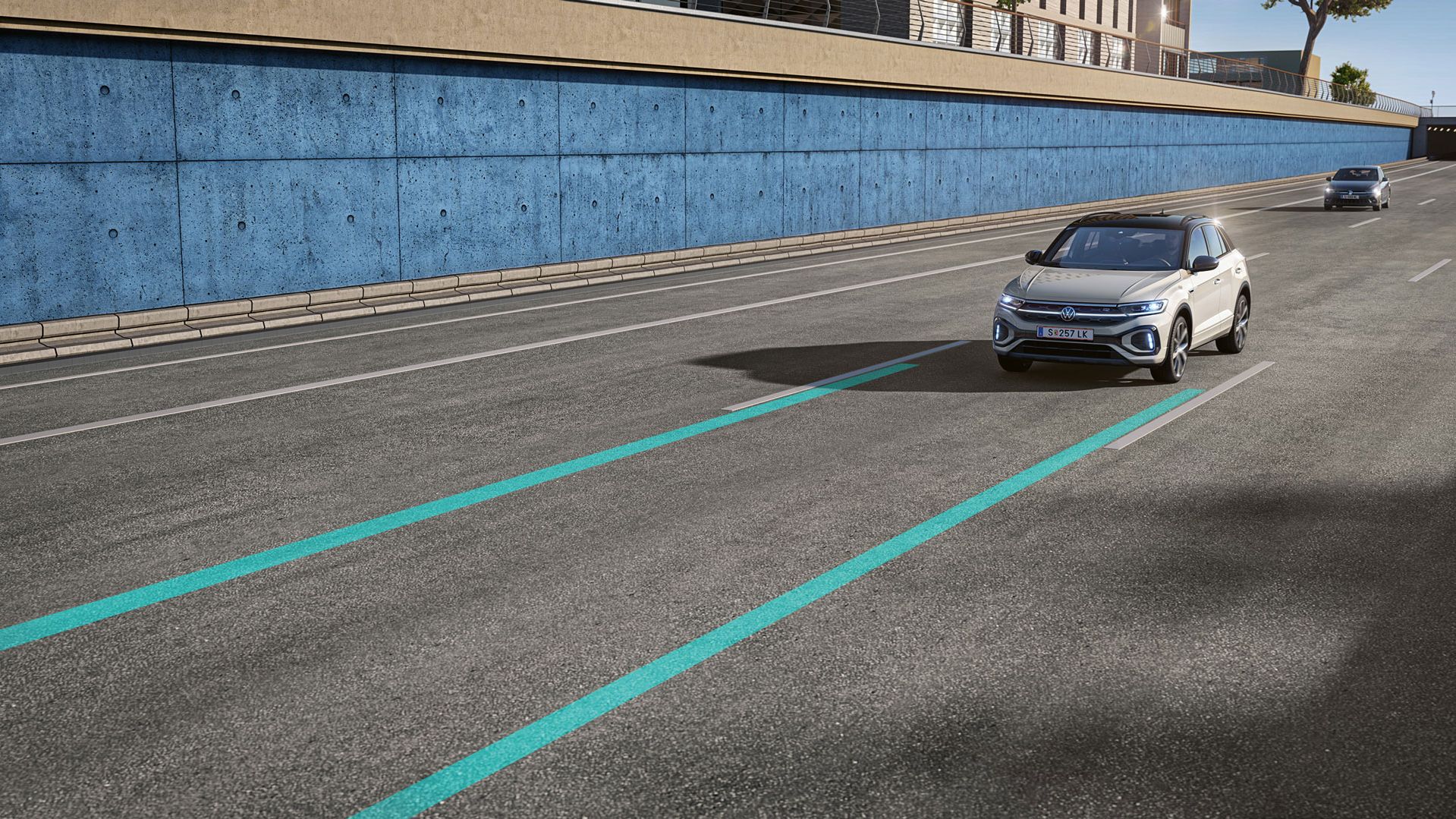 Grafische Darstellung des Lane Assist vom VW T-Roc