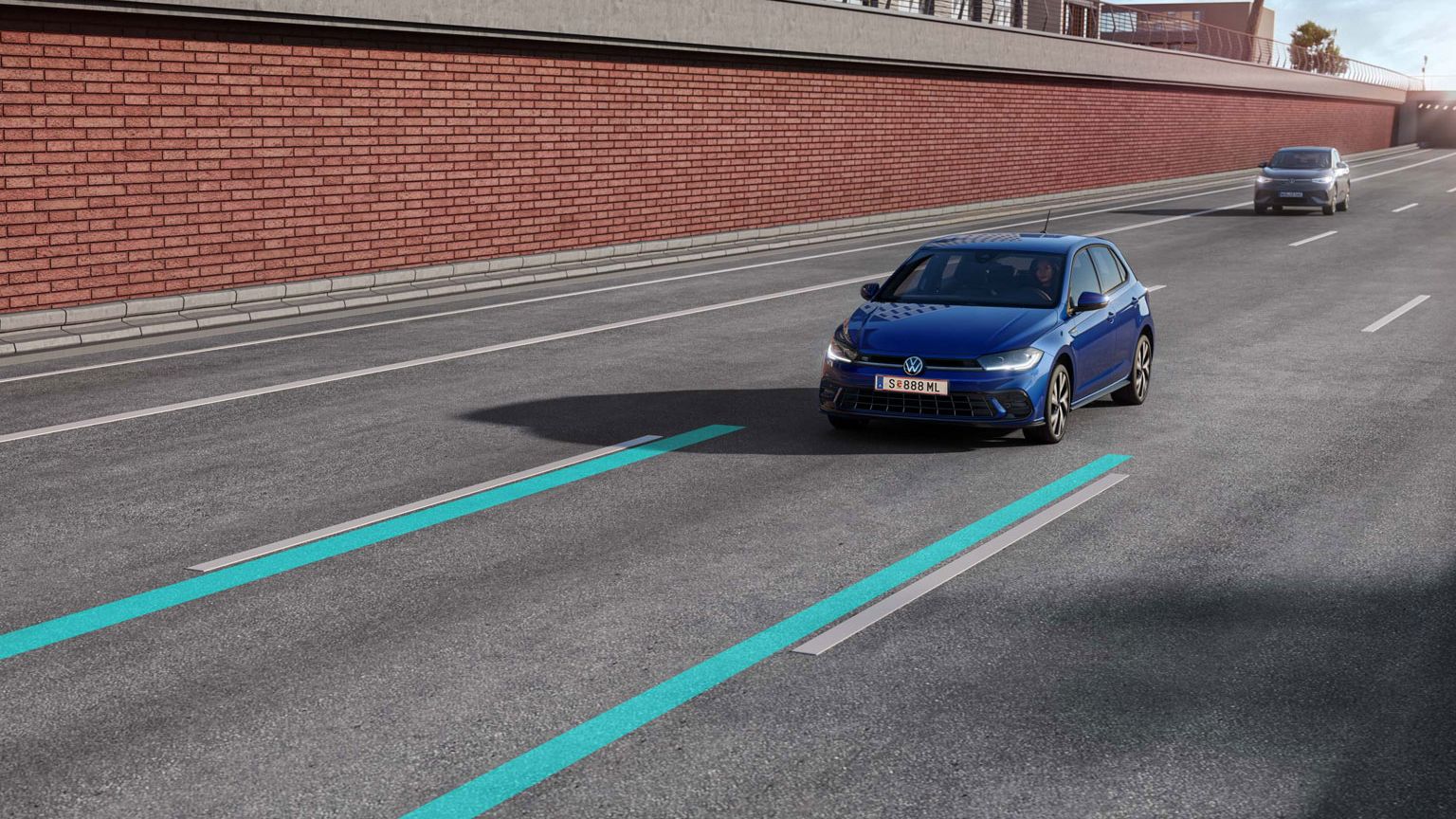 Darstellung des Fahrassistenzsystems Lane Assist anhand des VW Polo 