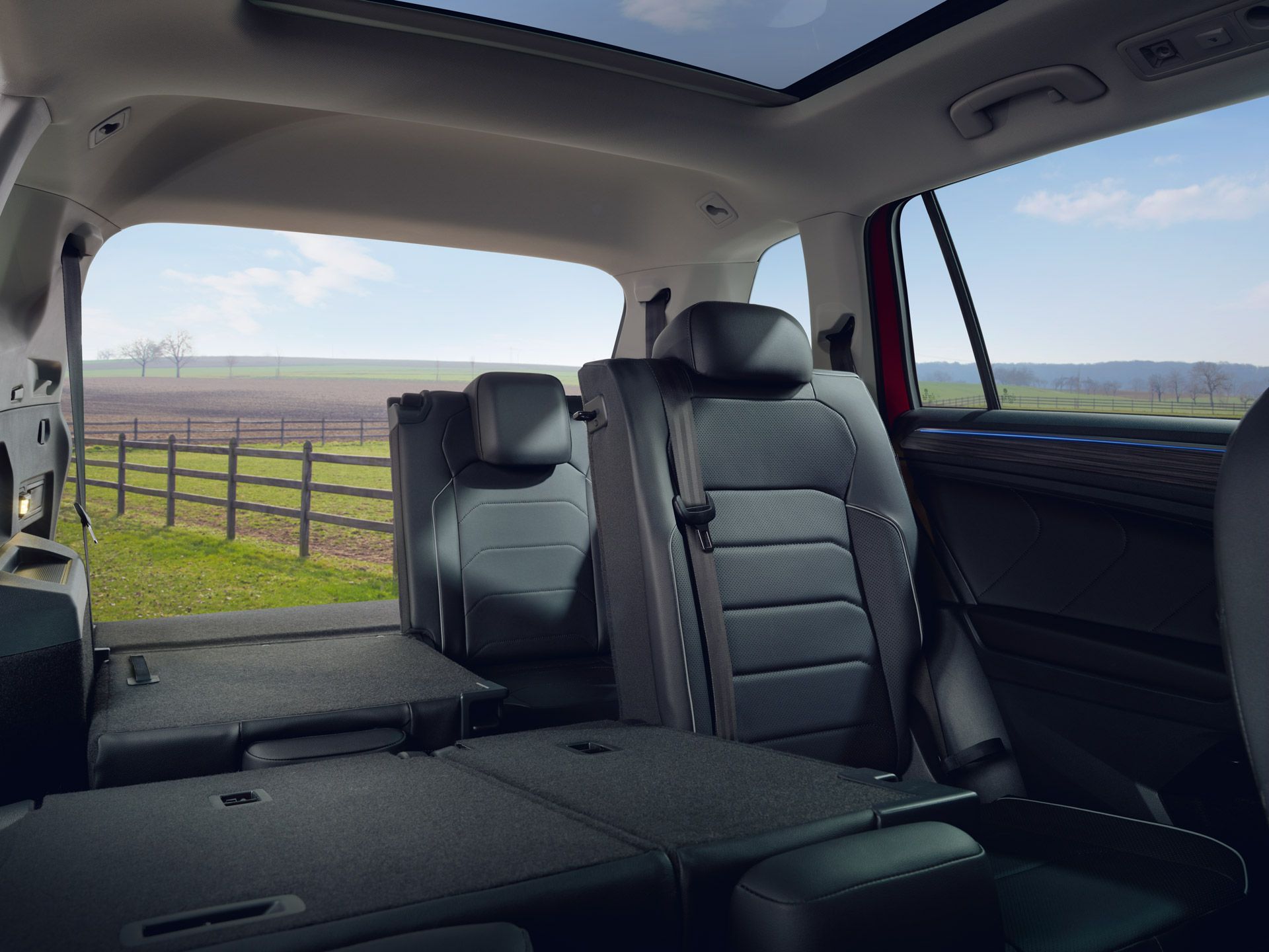 Umgeklappte Rücksitzbank des VW Tiguan Allspace