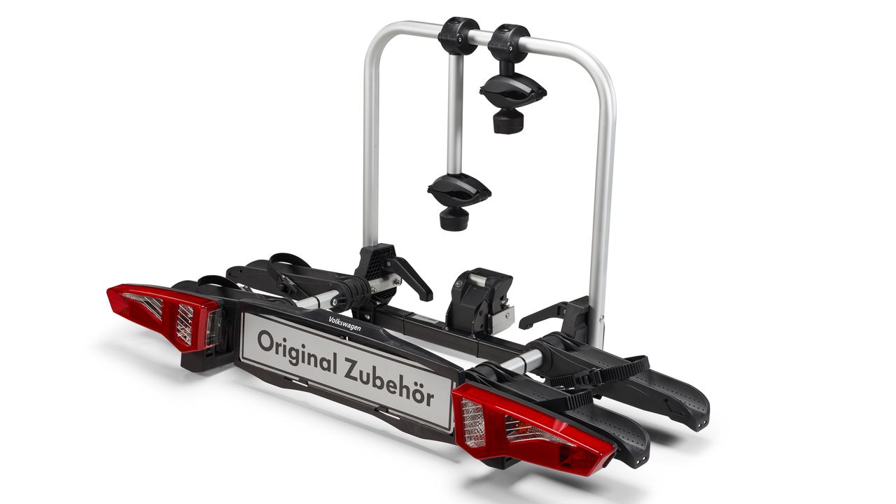 Detailansicht eines Volkswagen Fahrradheckträgers.