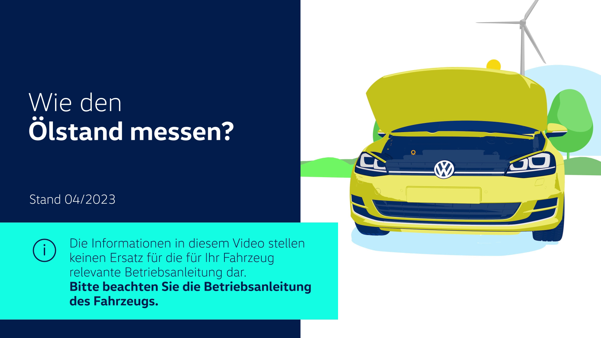 Vorschaubild mit Illustration Ölstand messen inkl. Text für Video